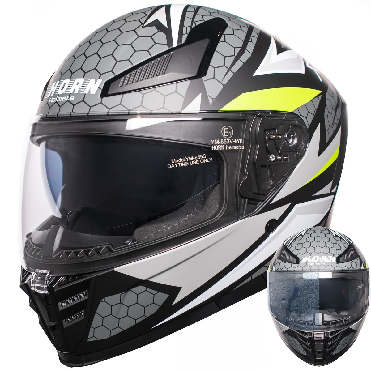 Motorcycle helmet Horn Viper Mat XS 53-54 antifog blend under intercom ECE-06