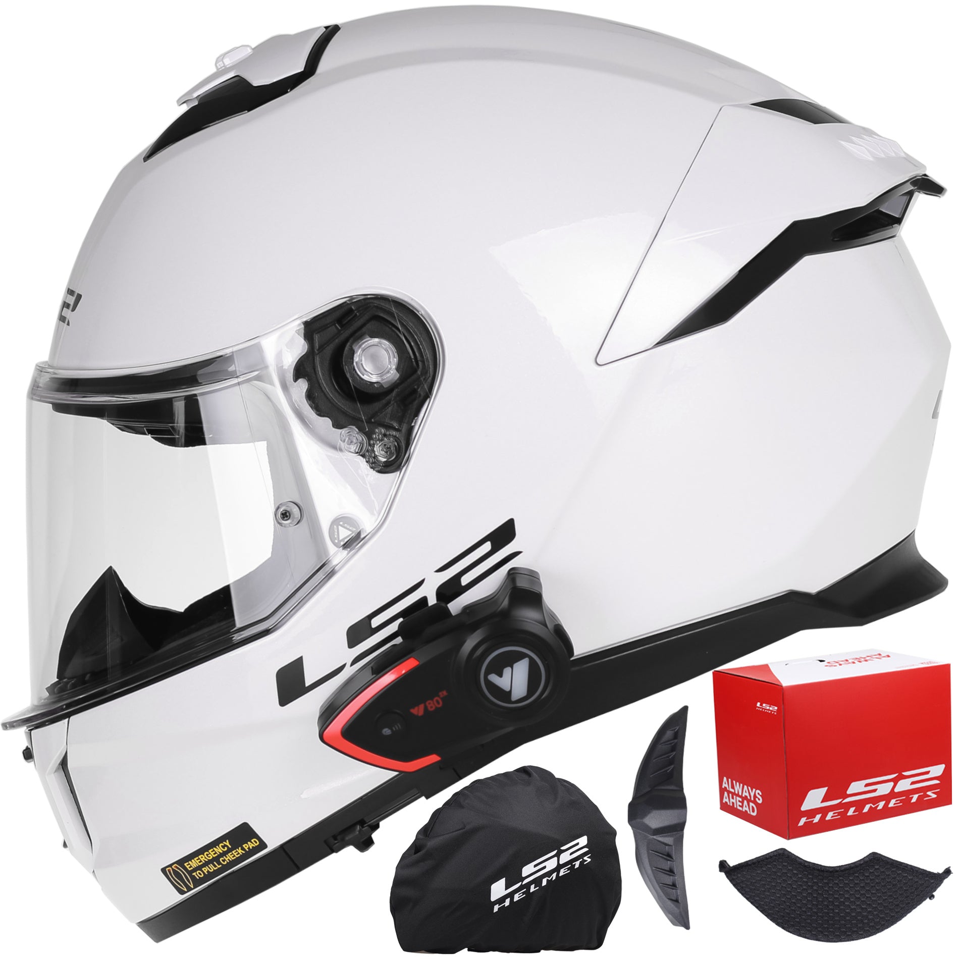 Motorcycle helmet LS2 FF808 STREAM II white blend + INTERCOM BLUETOOTH