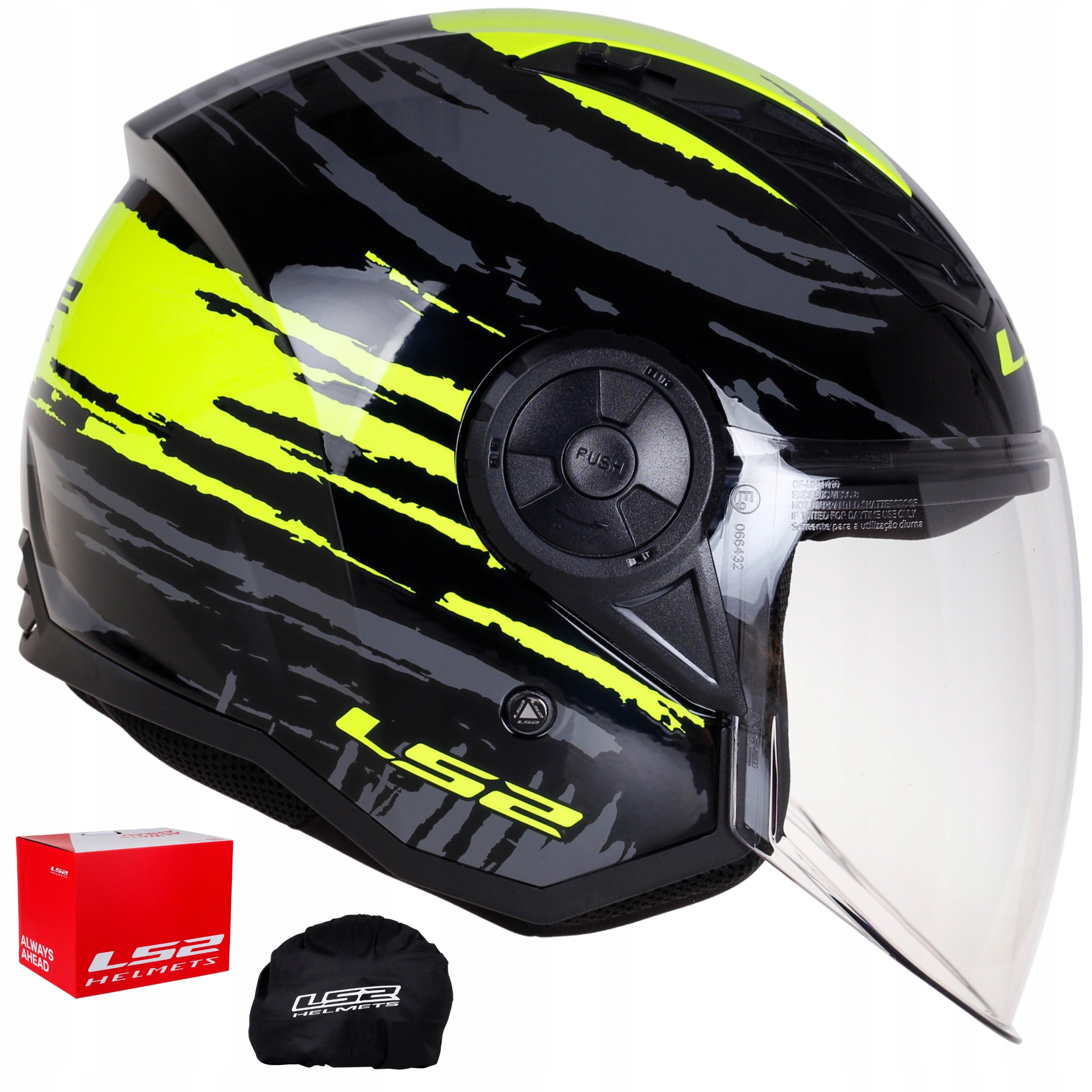 Motorcycle helmet LS2 OF616 AIRFLOW II BRUSH yellow JET ECE 22.06