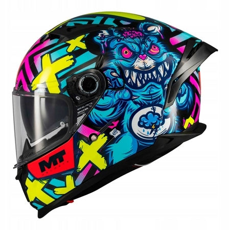 Motorcycle helmet MT BRAKER SV CRAZY TEDDY SUNSCREEN BLEND FREEBIES Size XS