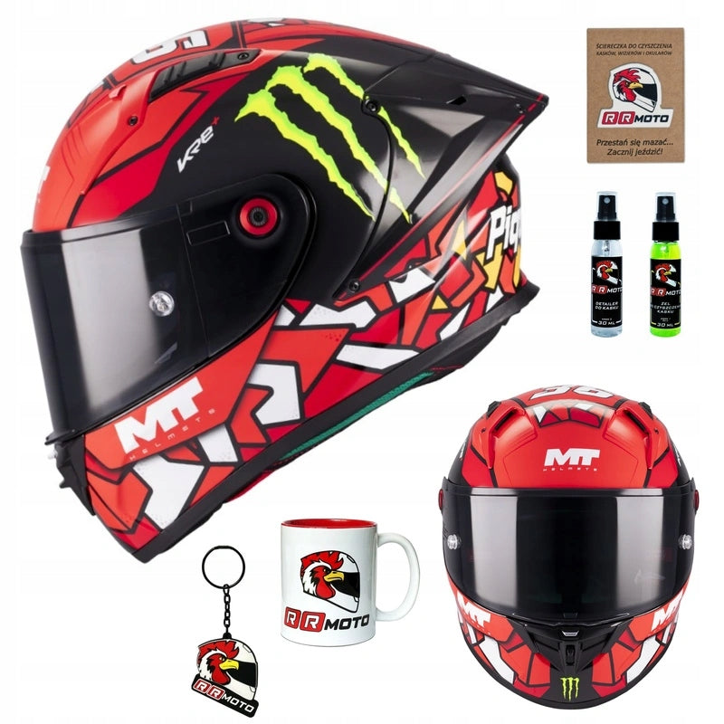 Motorcycle helmet MT KRE+ S PIQUERAS BLACK/RED black FREEBIES + pinlock