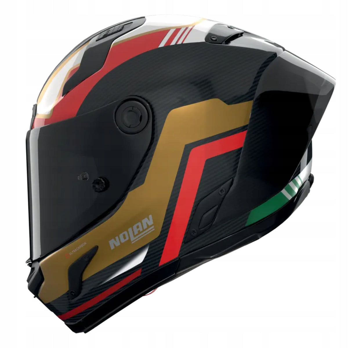 Motorcycle helmet NOLAN X-804 RS ULTRA CARBON PIEGA 367 GOLD/RED/METTALIC GR Size M
