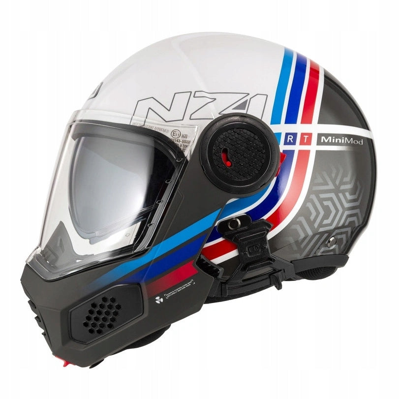 Motorcycle helmet NZI MINIMOD WATSON WHITE BLACK POWER white black FREEBIES Size L