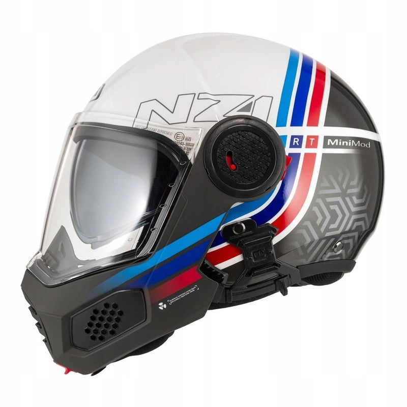 Motorcycle helmet NZI MINIMOD WATSON WHITE BLACK POWER white black FREEBIES