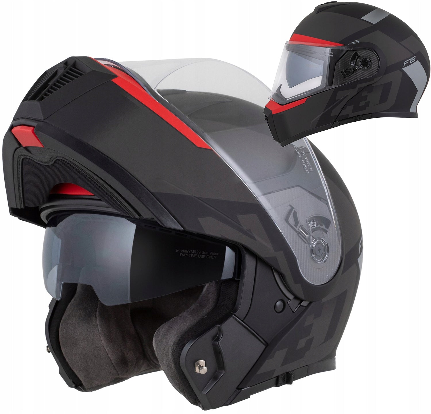 Motorcycle helmet ZED F19 XS 53 – 54 blenda antifog glass under intercom ECE2206