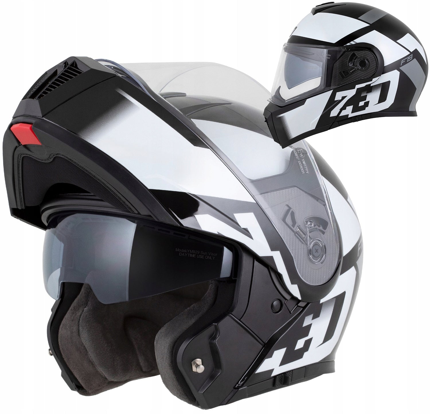Motorcycle helmet ZED F19 XS 53-54 blenda antifog glass under intercom ECE2206