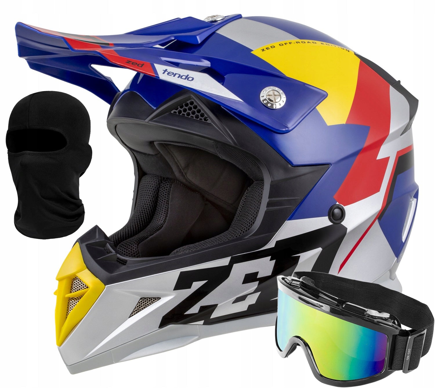 Motorcycle helmet cross ZED X1.9 red/blue XS ECE 22.06 + goggles intercom