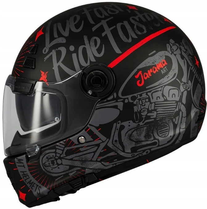 Motorcycle helmet full MT JARAMA SV ART BLACK/RED black red FREEBIES