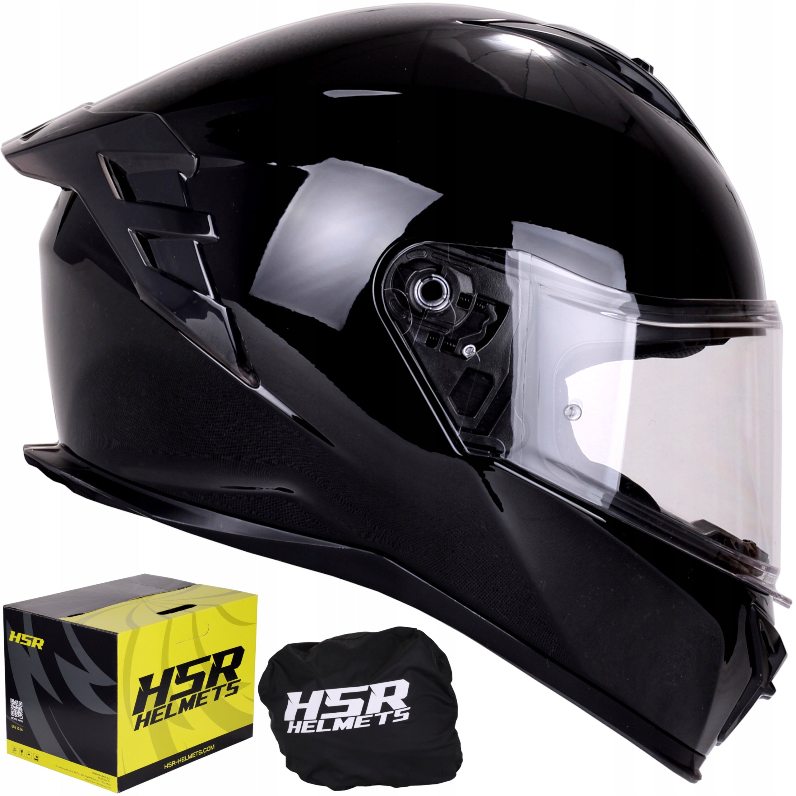 Motorcycle helmet integral HSR HS986 black gloss ECE 22.06 full face