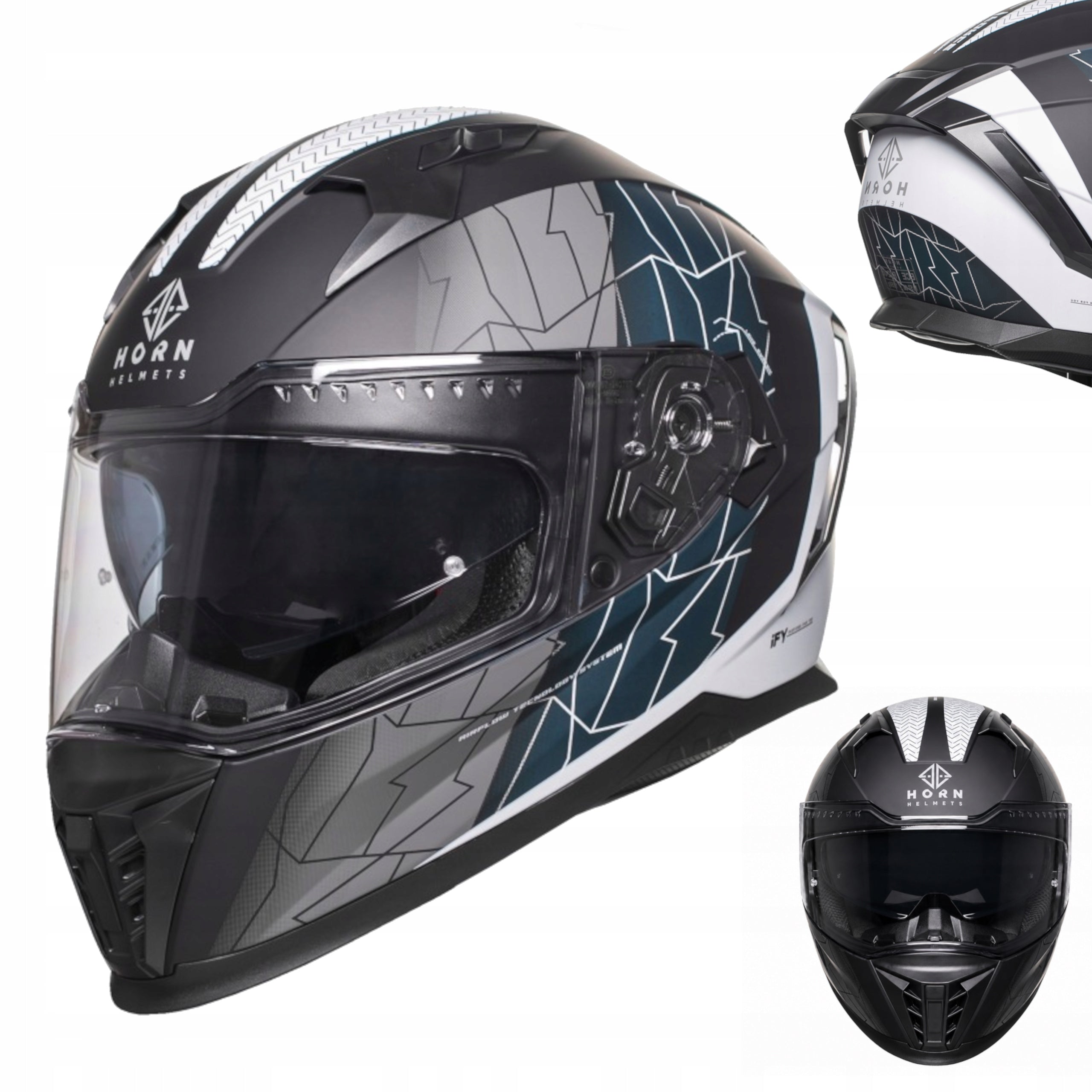 Motorcycle helmet integral Horn Hirs ECE 06 under pinlock, intercom - XXL