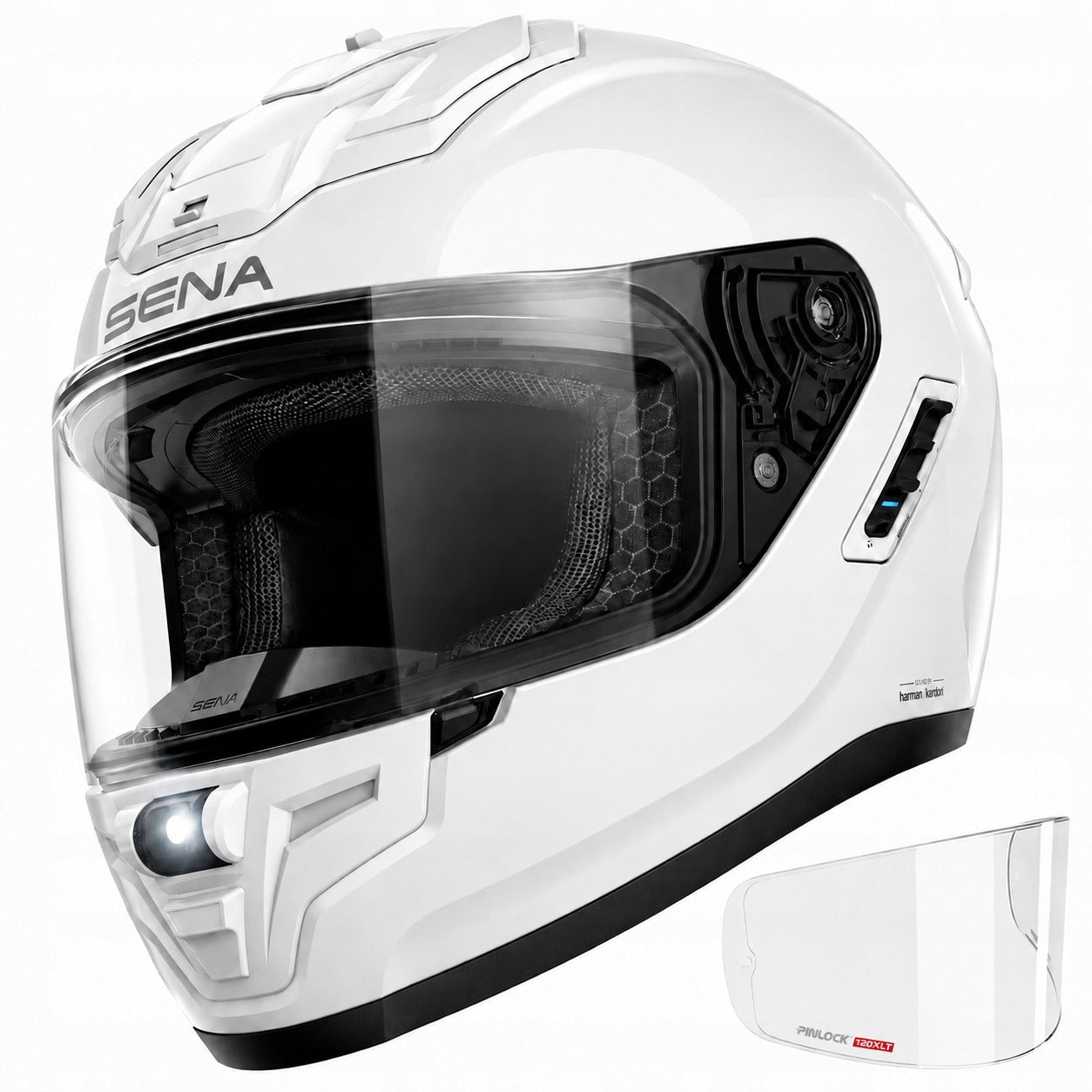 Motorcycle helmet integral SENA Phantom white intercom S 55-56 ECE 22.06