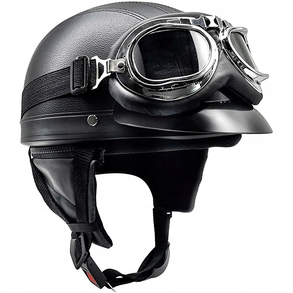 Motorcycle helmet leather retro classic light chopper goggle set 52-62CM Manufacturer no brand