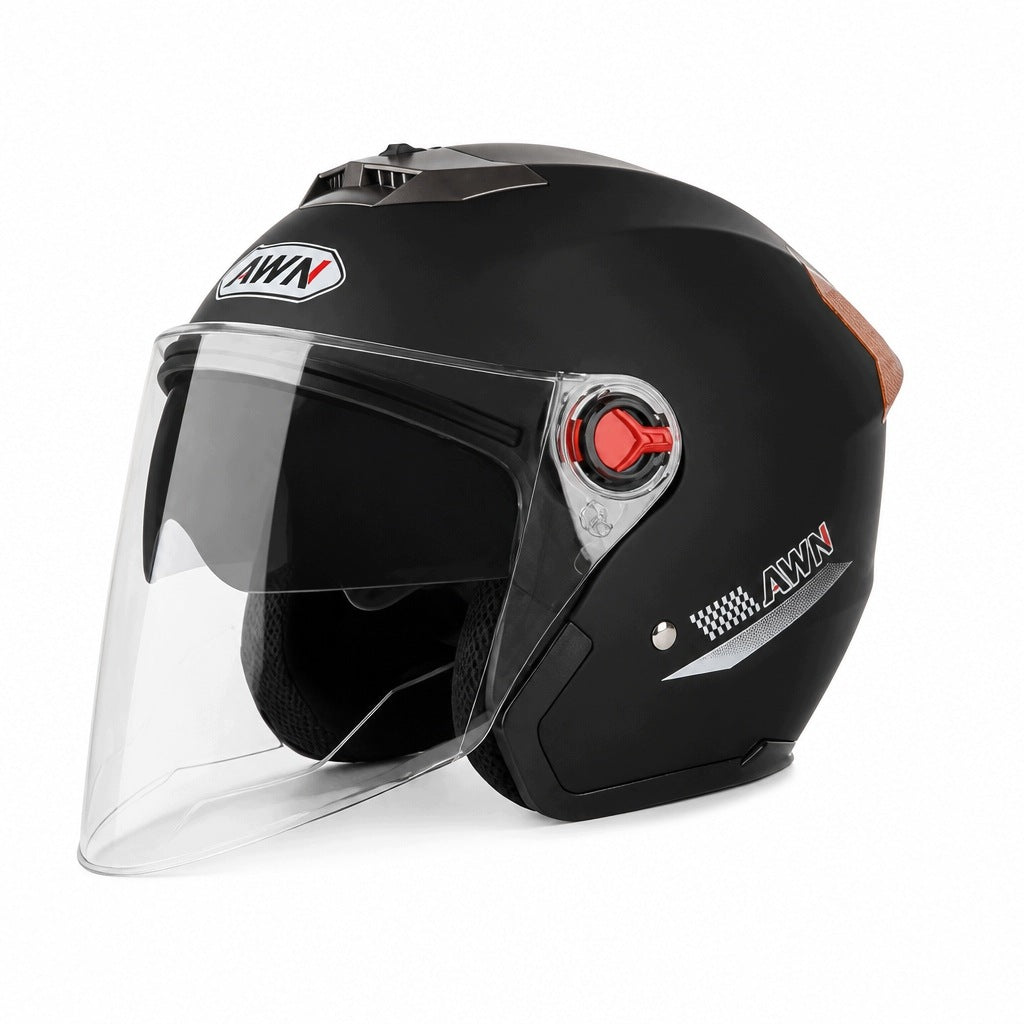 Motorcycle helmet open AWN black matt visor sunscreen