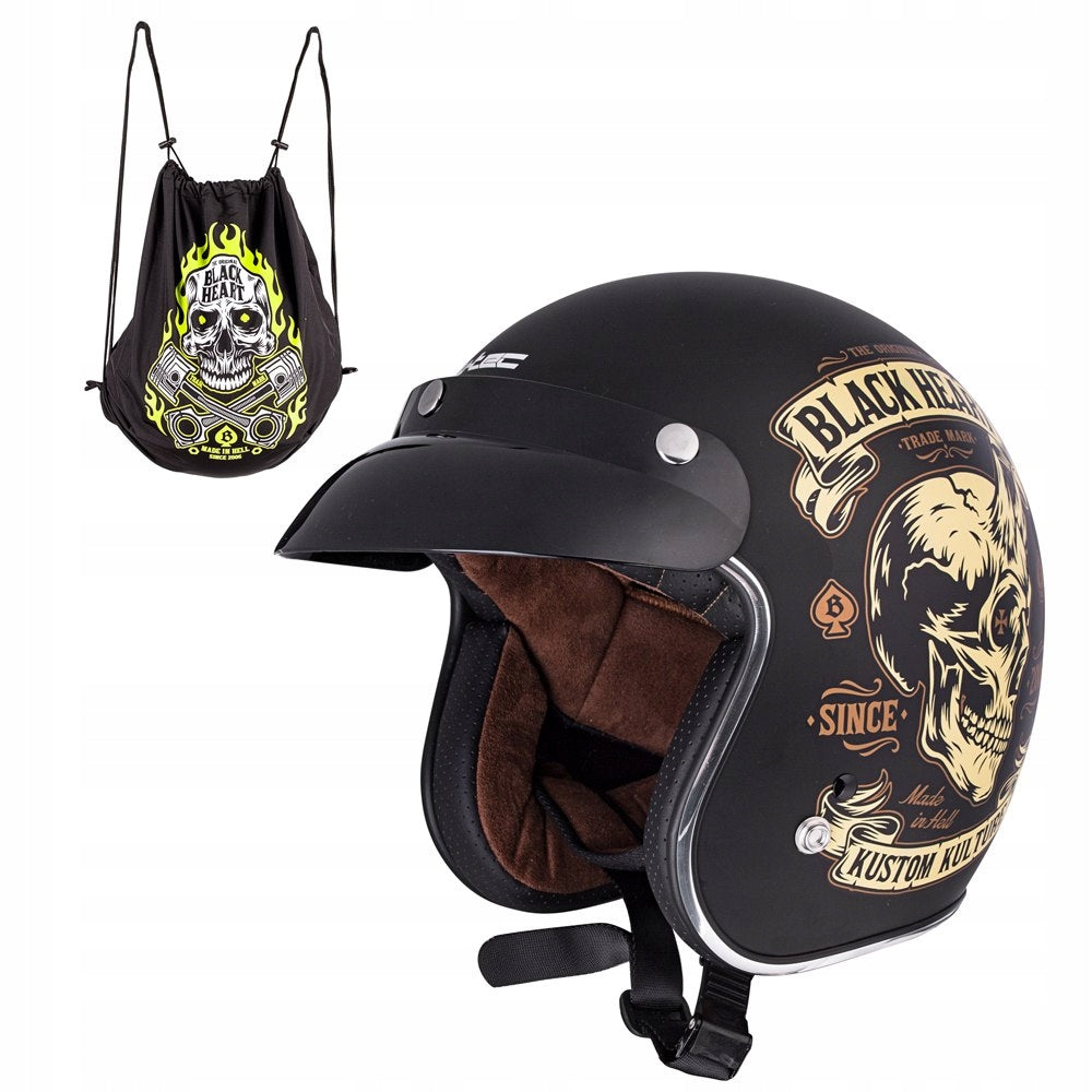 Motorcycle helmet open chopper W-TEC Black Heart Kustom - Colour Skull Hor