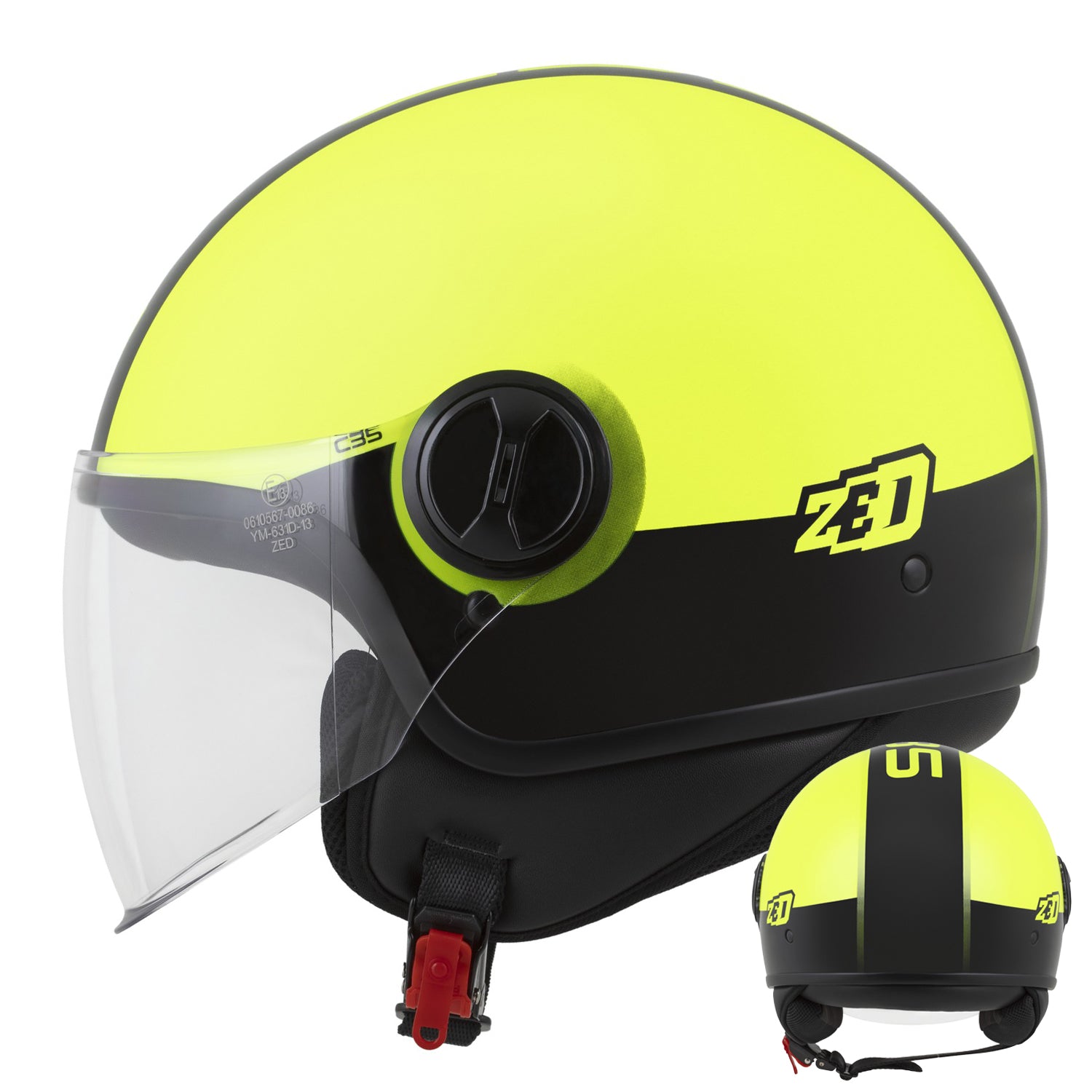 Motorcycle helmet scooter 125 ZED C35 light with glass and reflectors ECE22.06 M