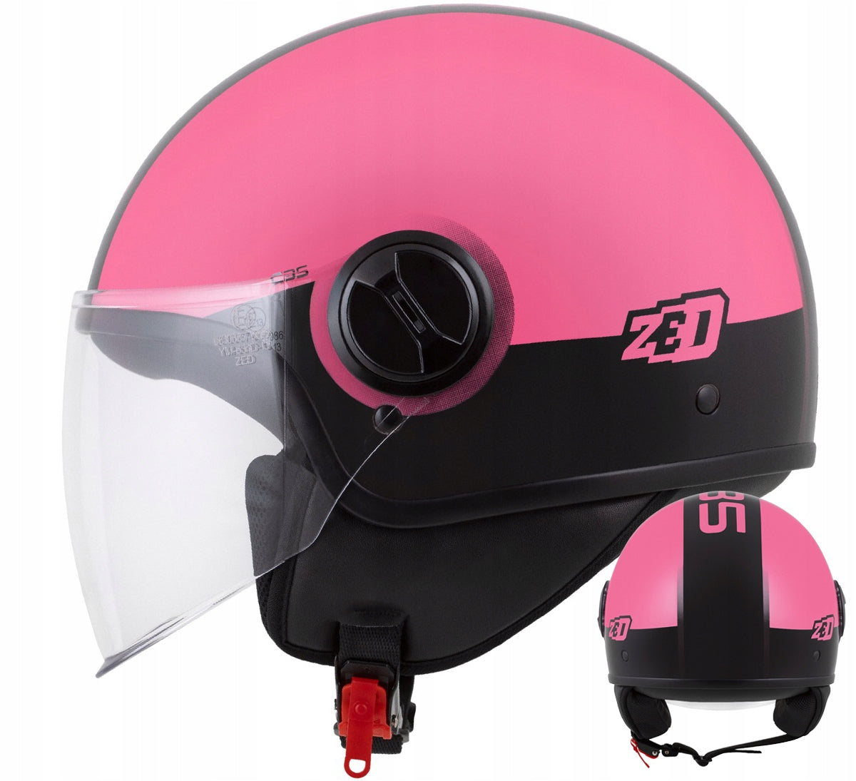 Motorcycle helmet scooter 125 ZED PINK C35 light for trunk reflectors ECE.06 XS