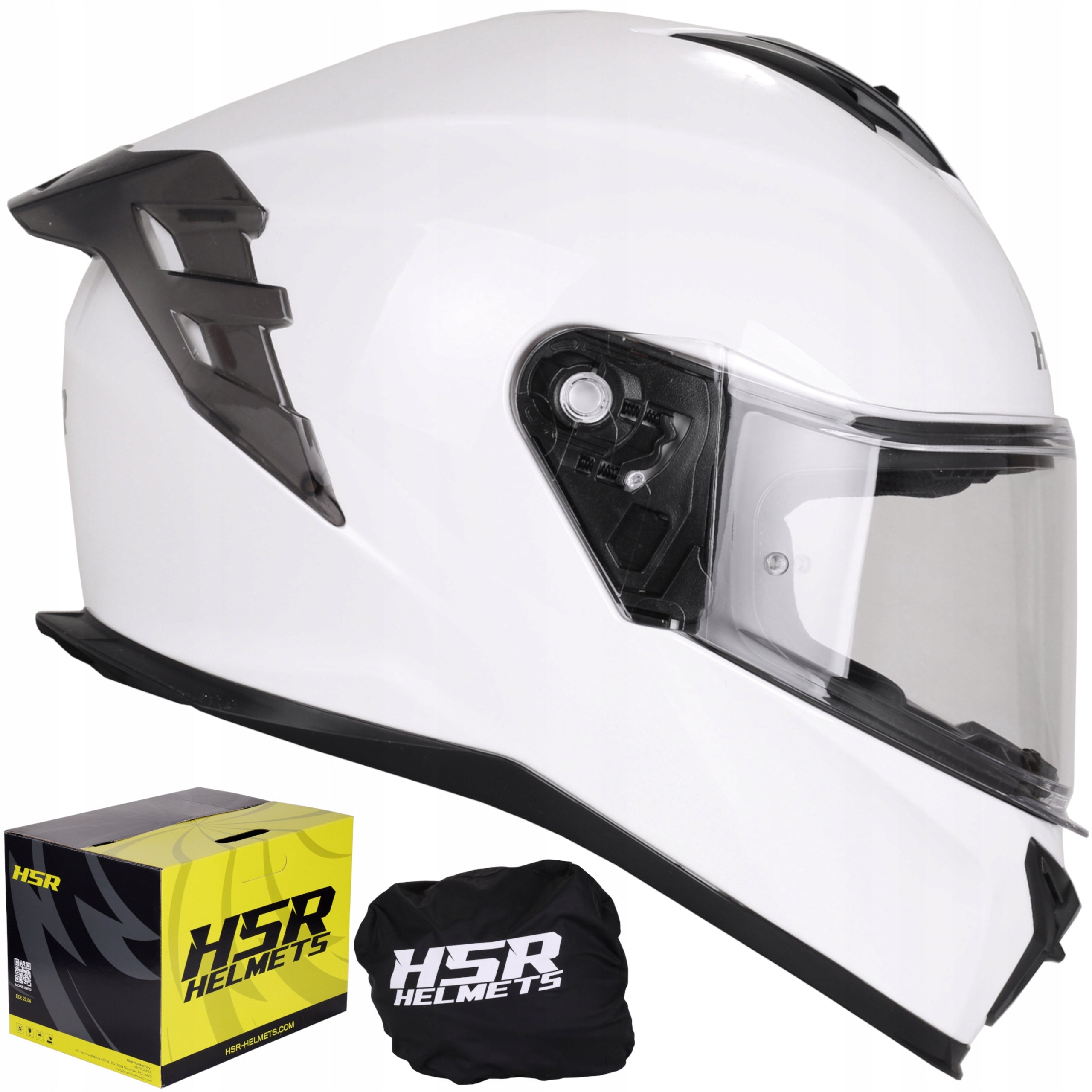 Motorcycle helmet white gloss HSR HS986 fast under Pinlock for motor scooter