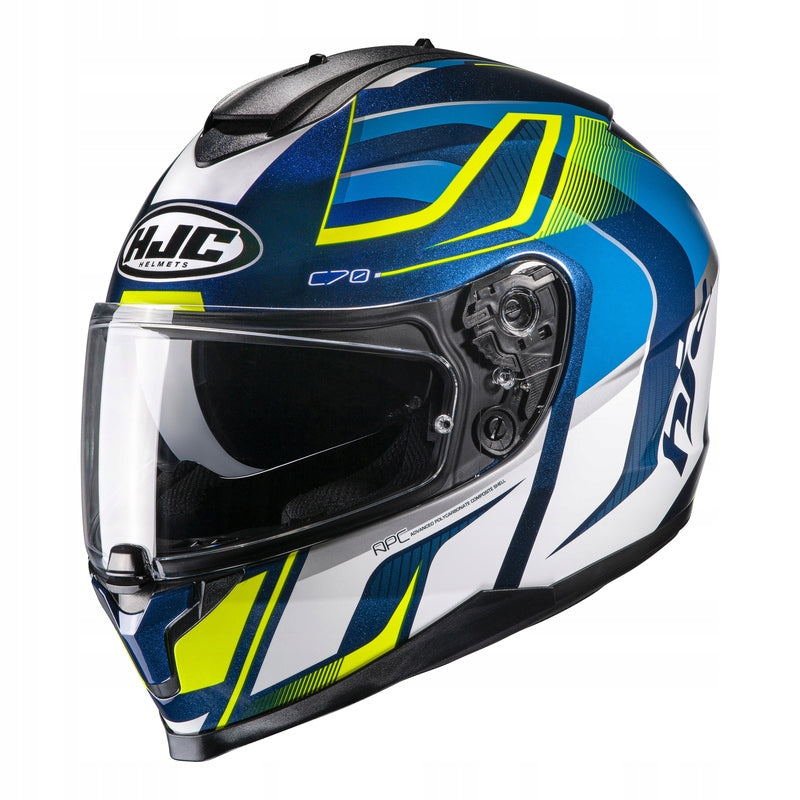 Motorcycle helmet with visor HJC C70 LANTIC BLUE L