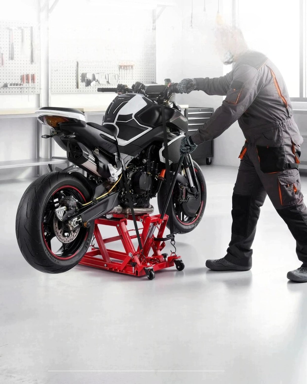 Motorcycle hydraulic lift strong 680 kg red 115 385 mm 4 wheels Manufacturer code 5907021479332