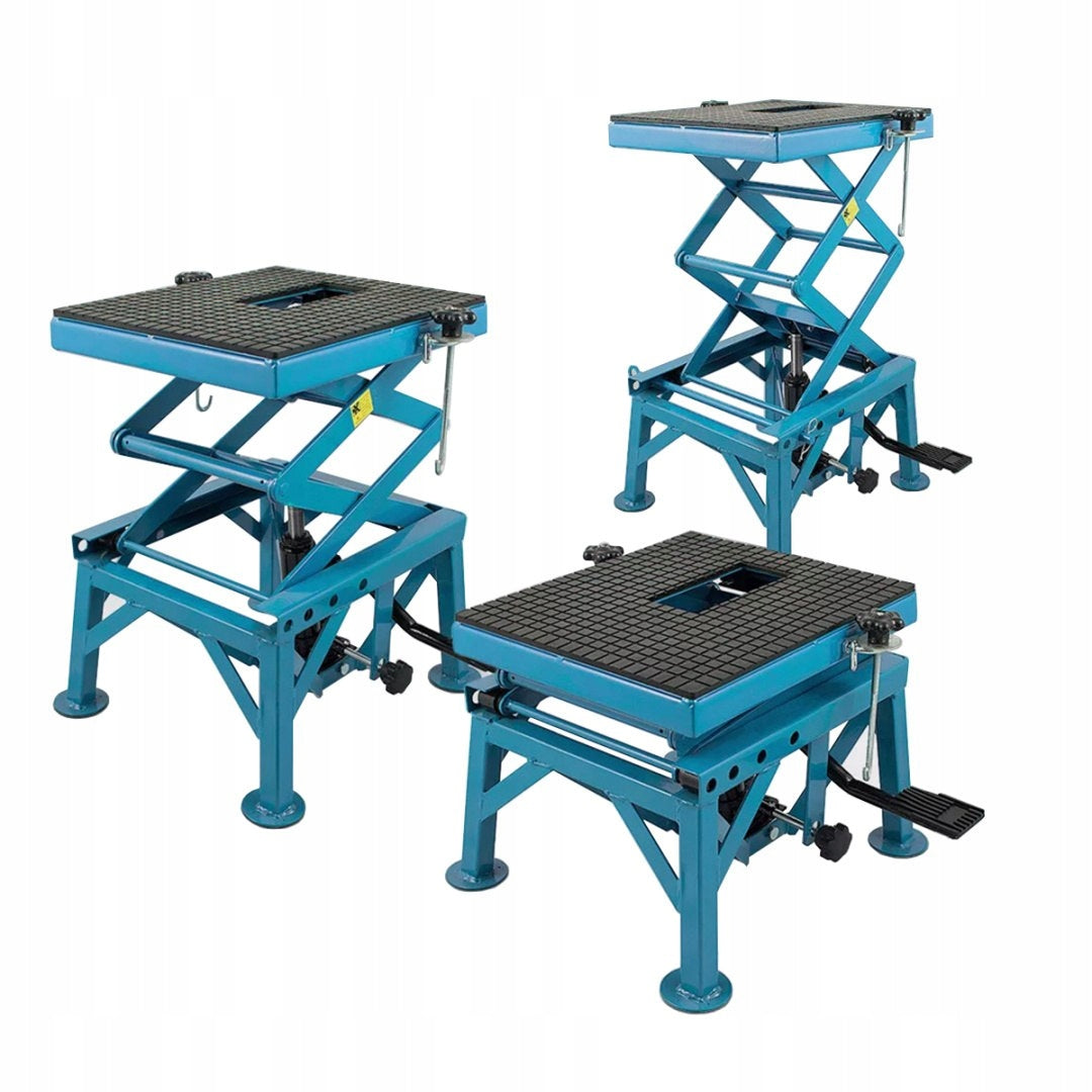 Motorcycle hydraulic scissor lift with wheels 140 kg stable