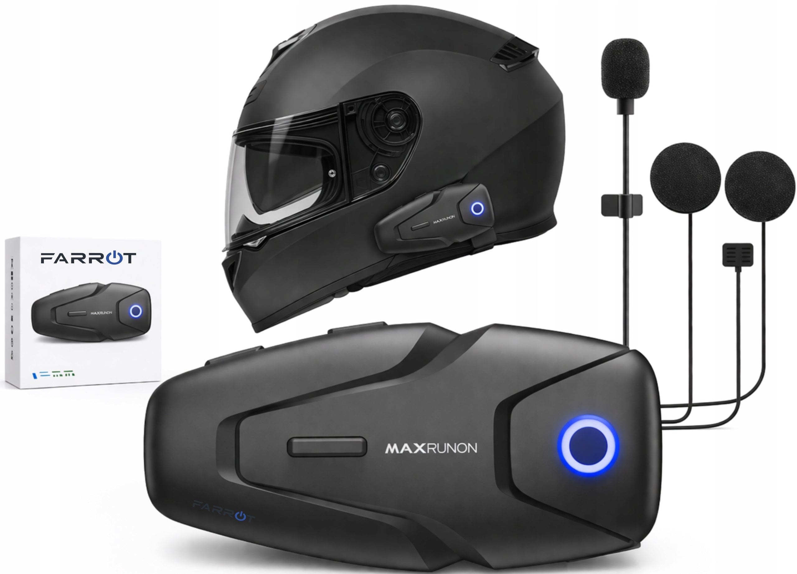 Motorcycle intercom Bluetooth 5.3 ANC 100km/h 500m to 2 people IPX5 for helmet