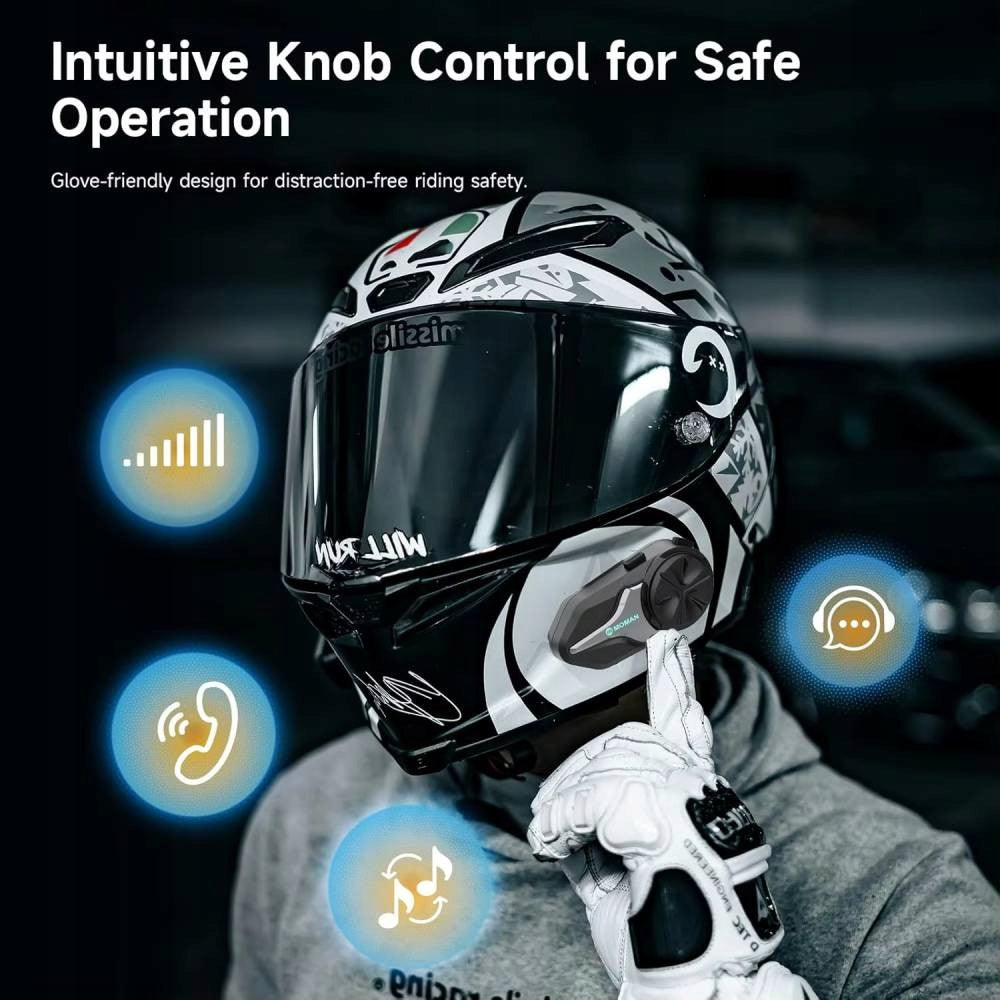 Motorcycle intercom MOMAN CP-X communicator, battery 1000mAh, 2000m MESH Manufacturer Moman