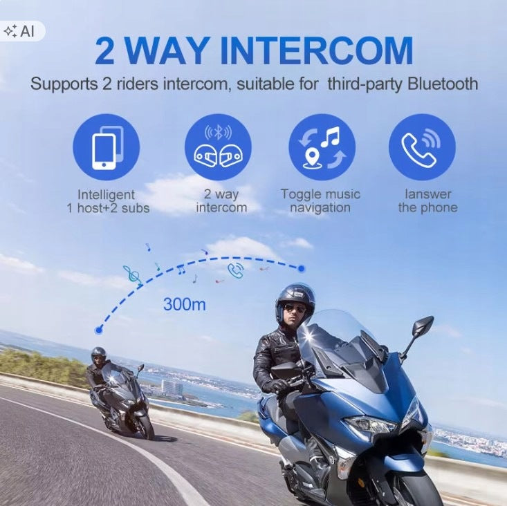 Motorcycle intercom Y20 Max Bluetooth IPX6 300 m 1 helmet Packaging status original
