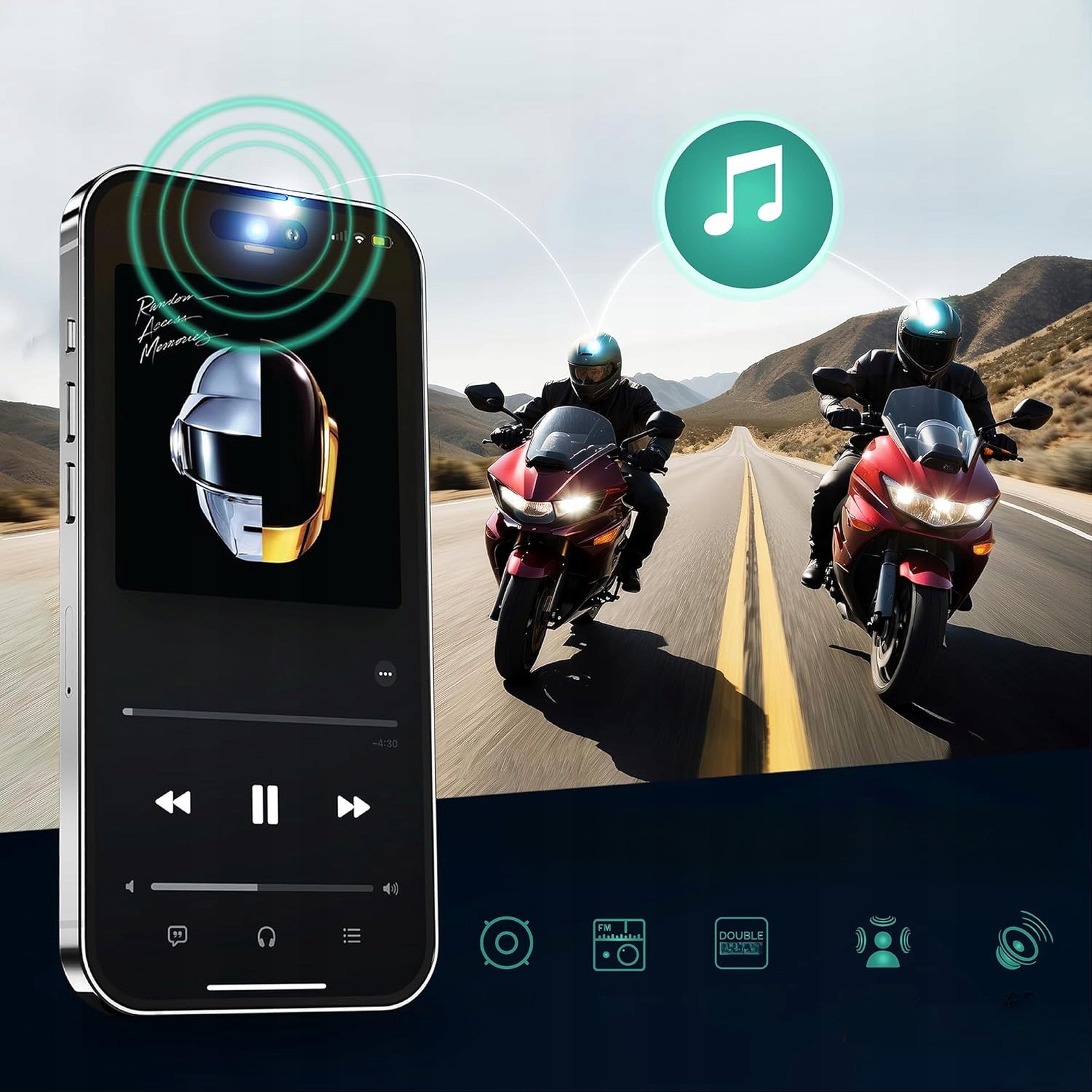 Motorcycle intercom helmet intercom speakerphone BT5.2 IP67 Manufacturer no brand