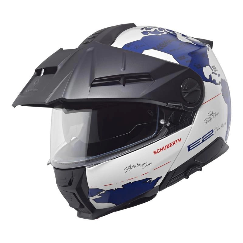 Motorcycle jaw helmet SCHUBERTH E2 ECE ATLAS BLUE BLENDA FREEBIES