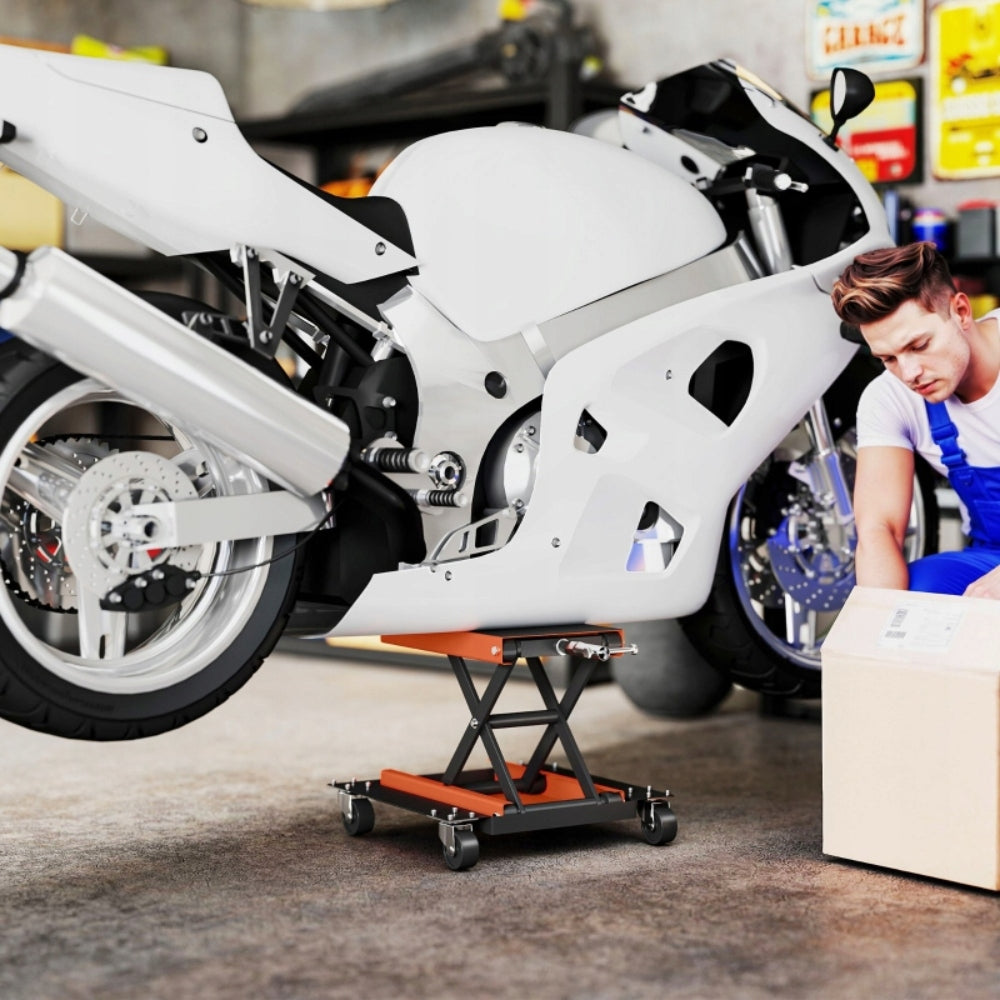 Motorcycle lift, lifting capacity 500 kg, height adjustment range 135-390 mm Brand no brand