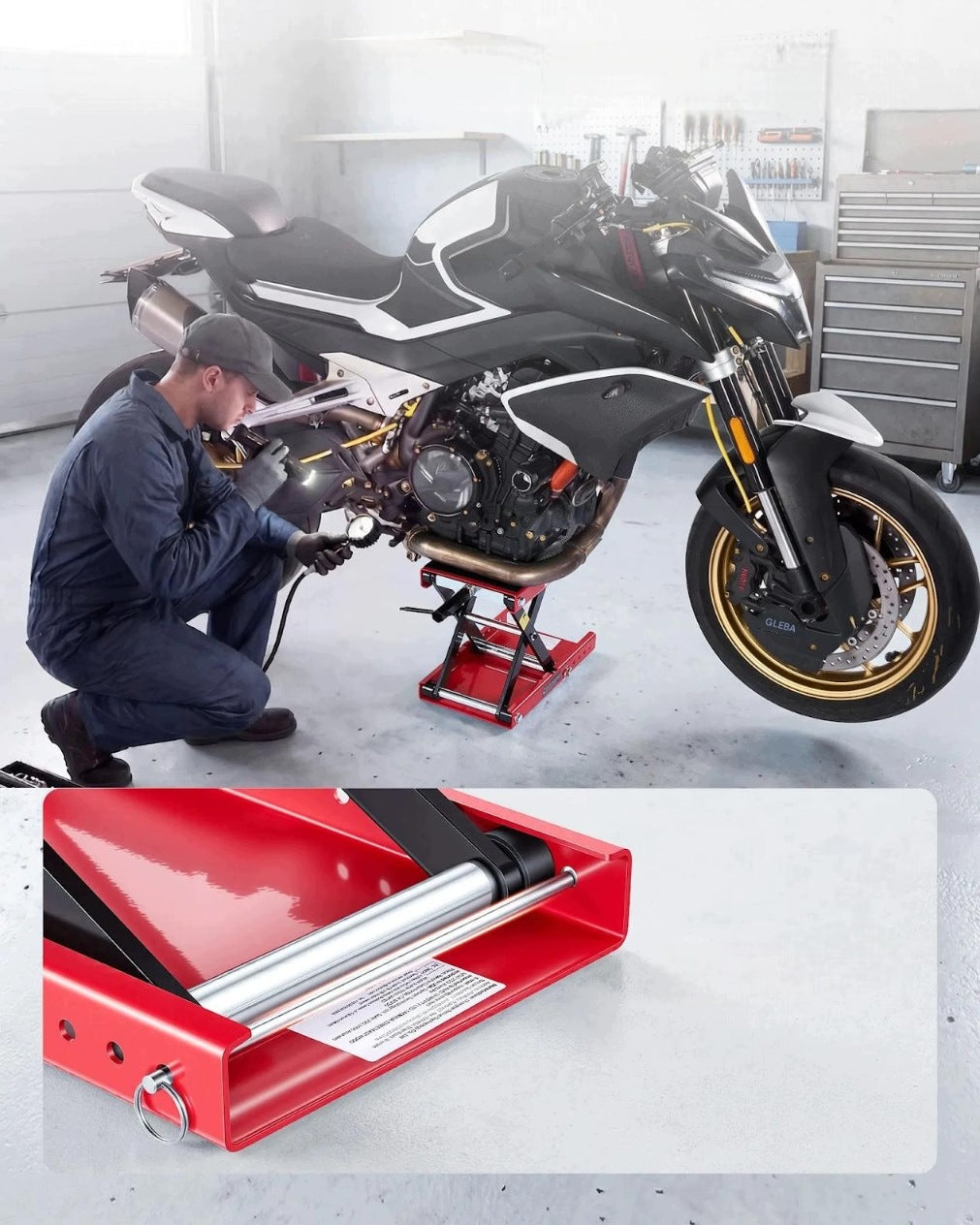 Motorcycle lift red premium steel platform max 499kg screw Manufacturer code 5907021478281