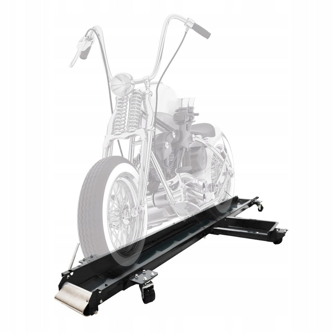 Motorcycle manoeuvring platform 567 kg transport rail garage 210 cm