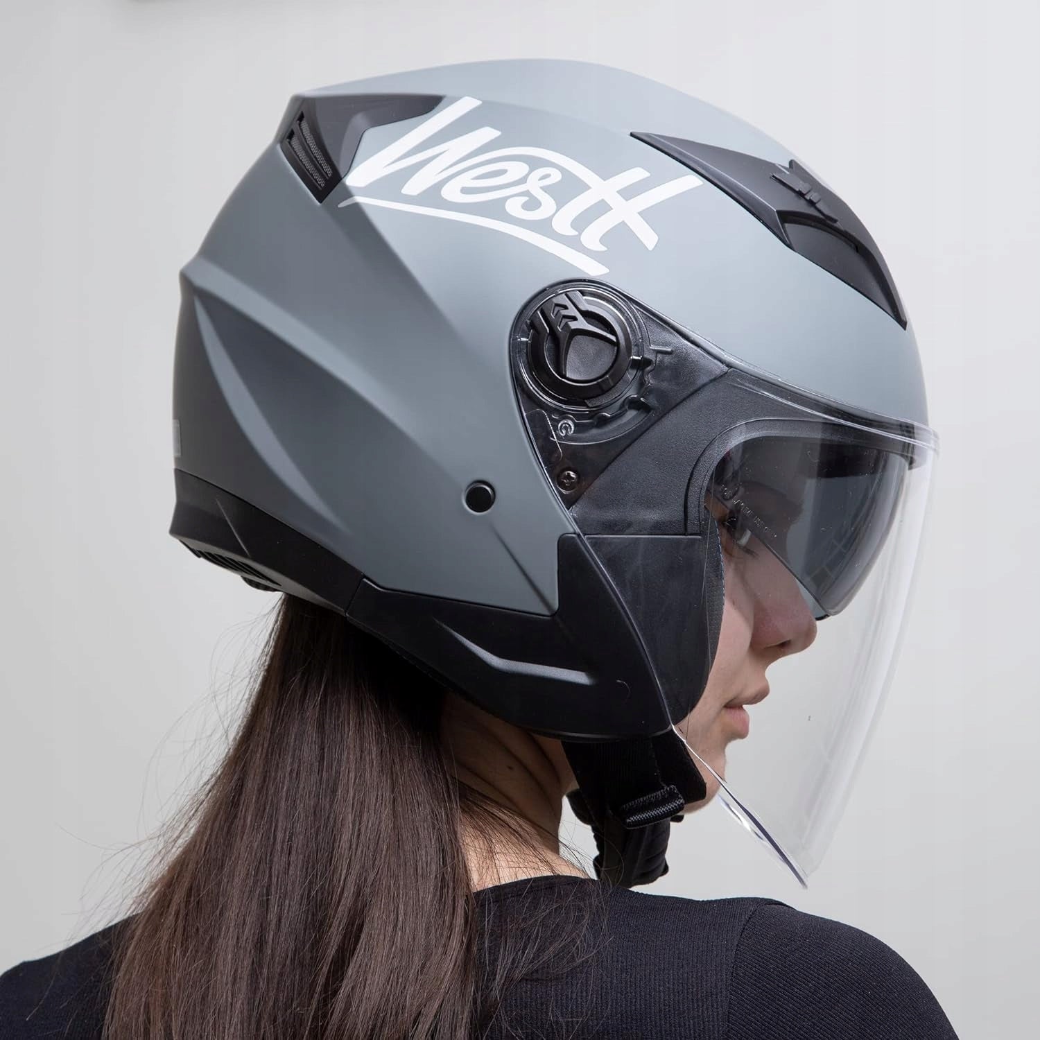 Motorcycle open helmet, double visor, Westt Jet, matt gray, S 55-56 cm Manufacturer Westt