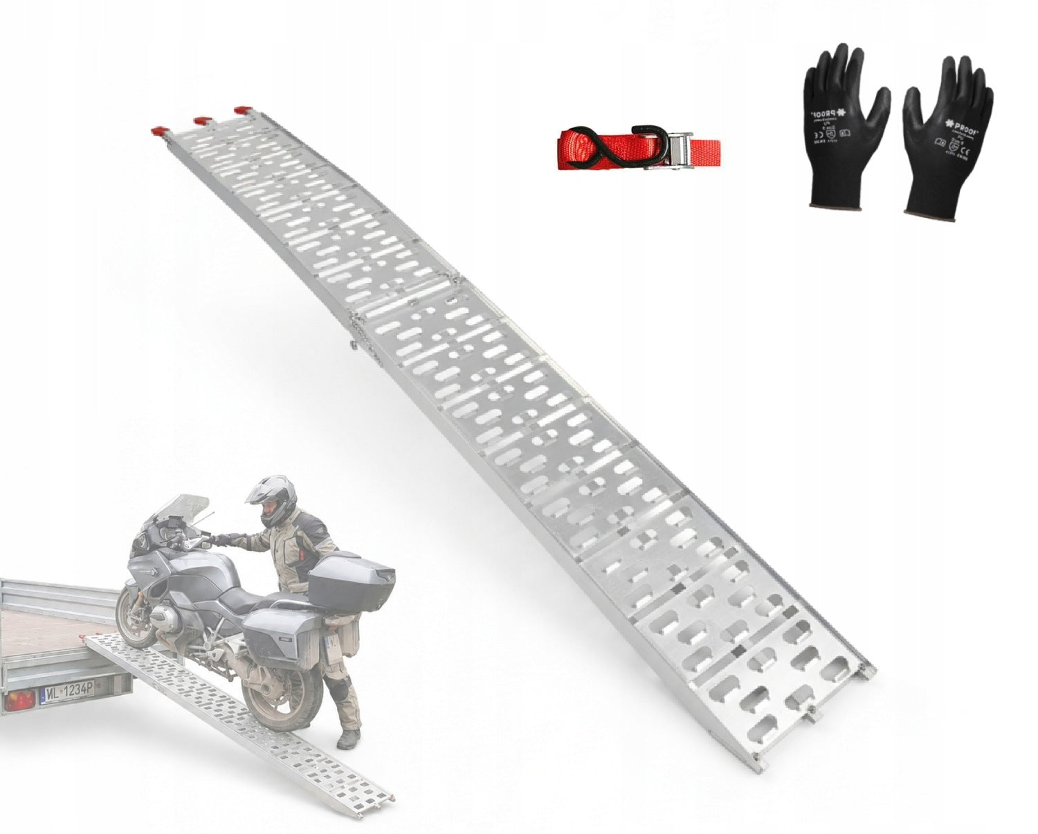 Motorcycle ramp folding 228cm aluminium lifting capacity 340kg FREEBIE