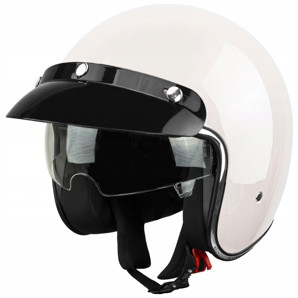 Motorcycle scooter helmet open with visor- S transparent blend white