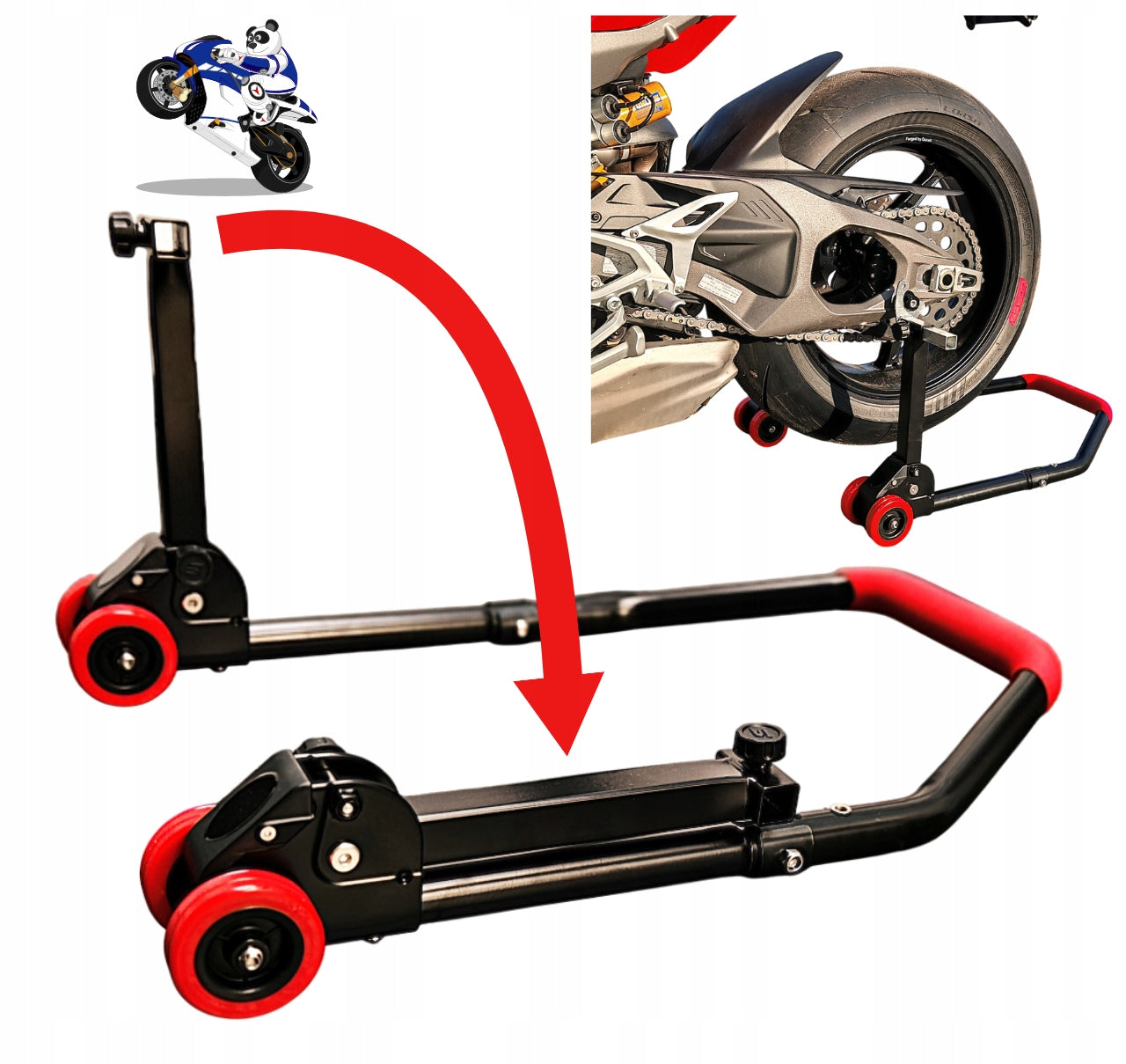 Motorcycle stand folding rear under motorcycle lift MOTOWOTOM
