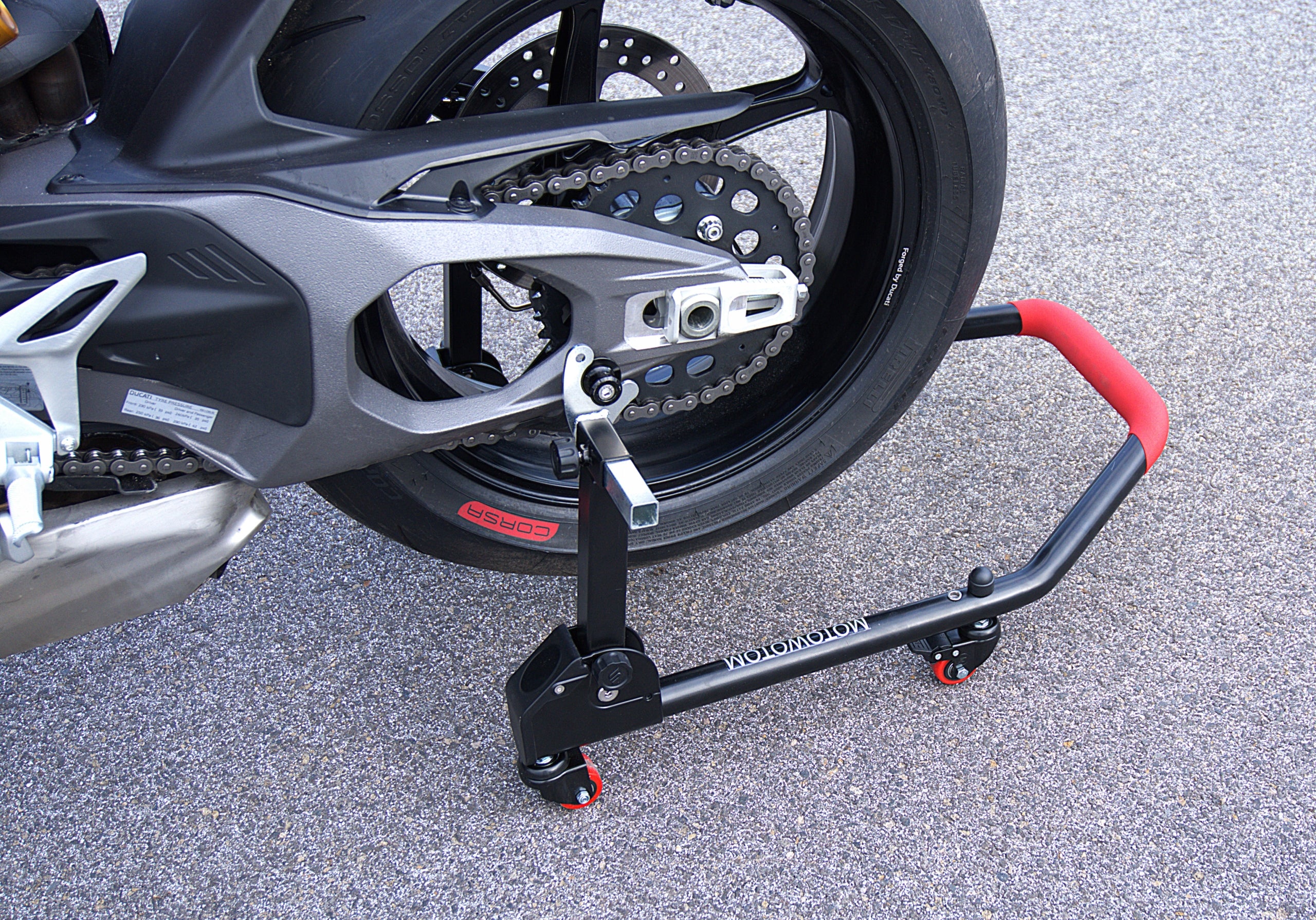 Motorcycle stand on wheels folding rear under motorcycle lift Manufacturer code U204R