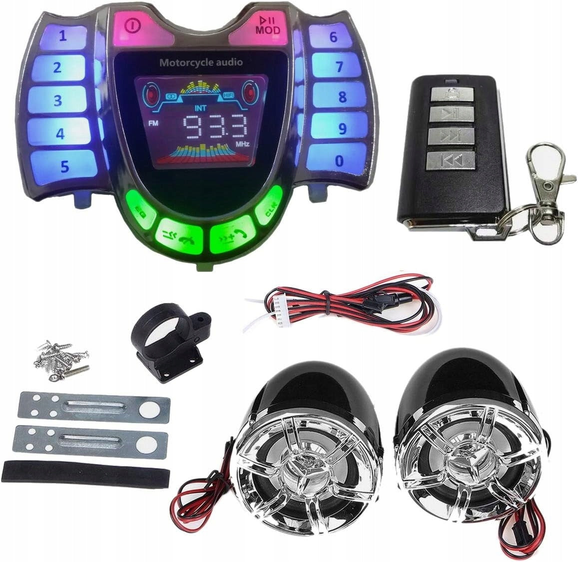 Motorcycle stereo speakers, wireless MP3 player, Bluetooth,