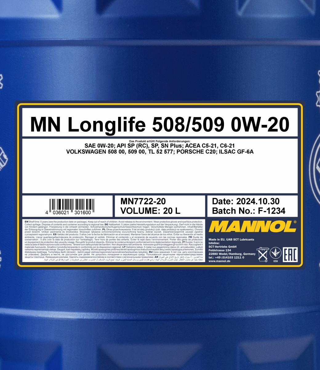 Motorový olej Mannol 20 l 0W-20