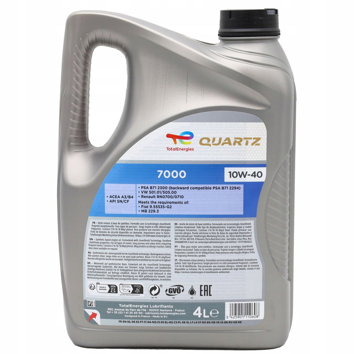 Motorový olej Total Quartz 7000 10W40 4L Packaging status original
