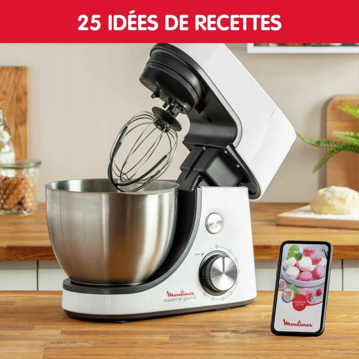 Moulinex Masterchef Gourmet 1100W 4.6L 8 gears stainless steel white Brand Moulinex