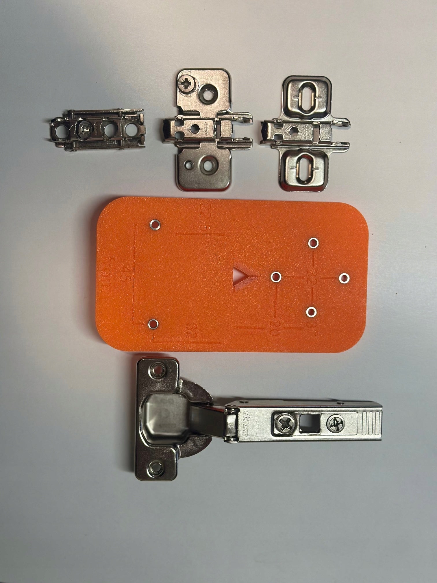 Mounting template for hinge guides applied furniture to size Brand no brand
