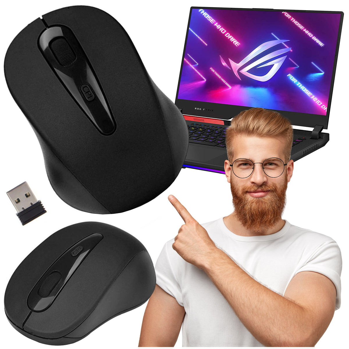 Mouse Computer Mouse Black USB Wireless Convenient Quiet Optical