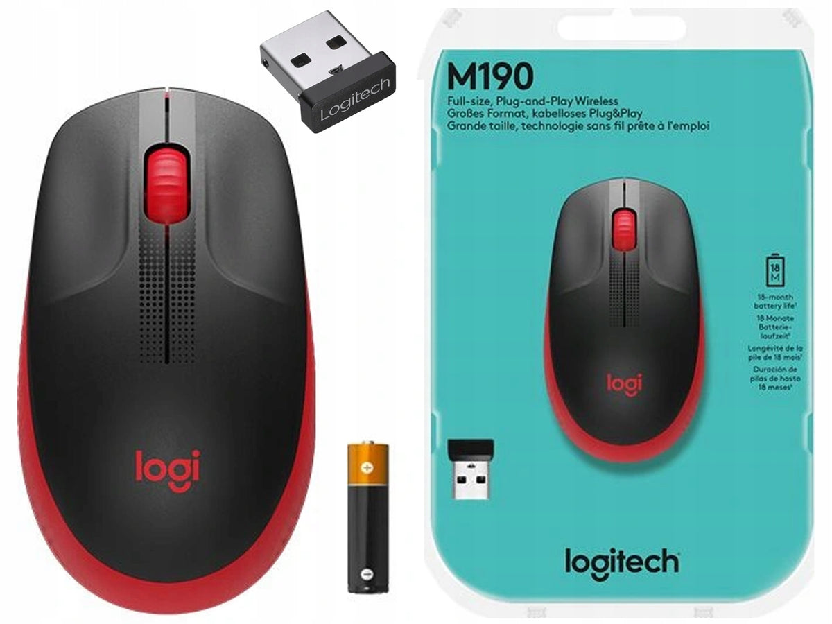 Mouse Logitech M190 910-005908 large black red for laptop computer