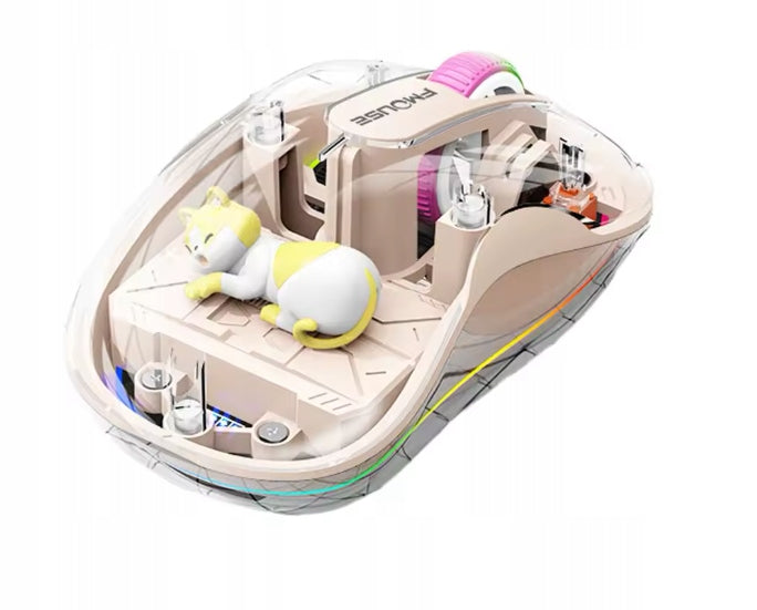 Mouse MOUSE wireless Bluetooth 3D inside visible cat kitten yellow