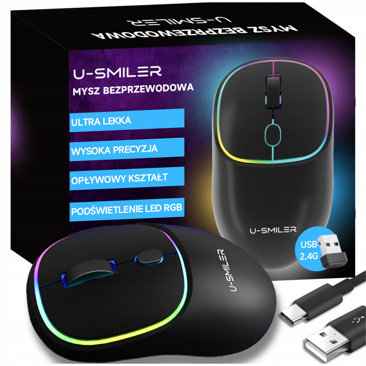Mouse Wireless Computer Gaming Optical Mouse USB Slim Lightweight LED