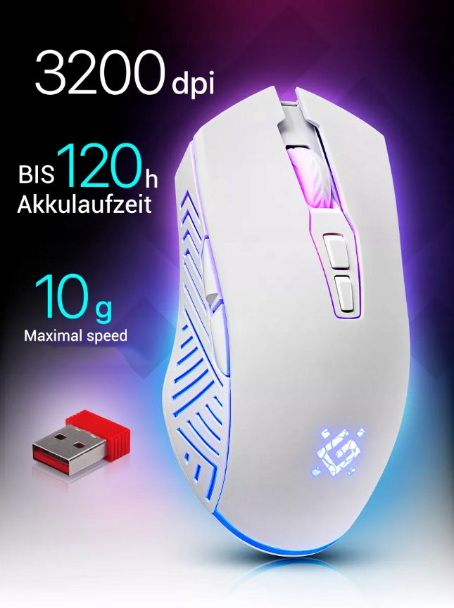 Mouse Wireless Gaming Player Mouse White Quiet LED Clicking Packaging status original