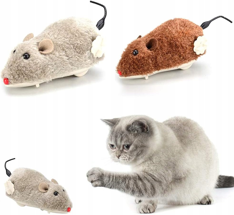 Mouse wind-up mouse chasing toy for baby cat kitten