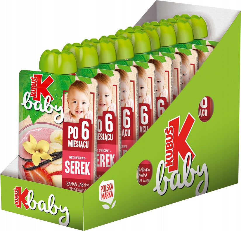 Mousse Kubuś Baby cheese strawberry vanilla 9x 100g