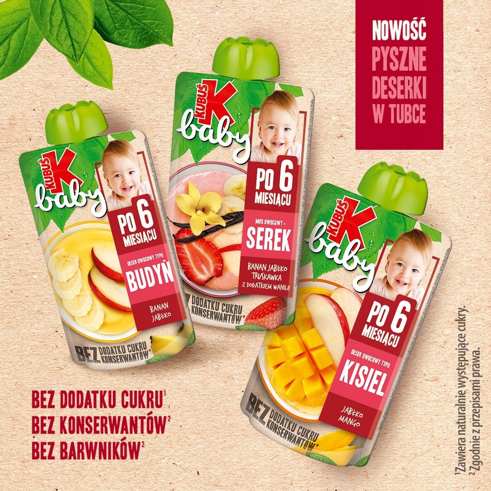 Mousse Kubuś Baby dessert fruit pudding banana 9x100g Grammage 100 g